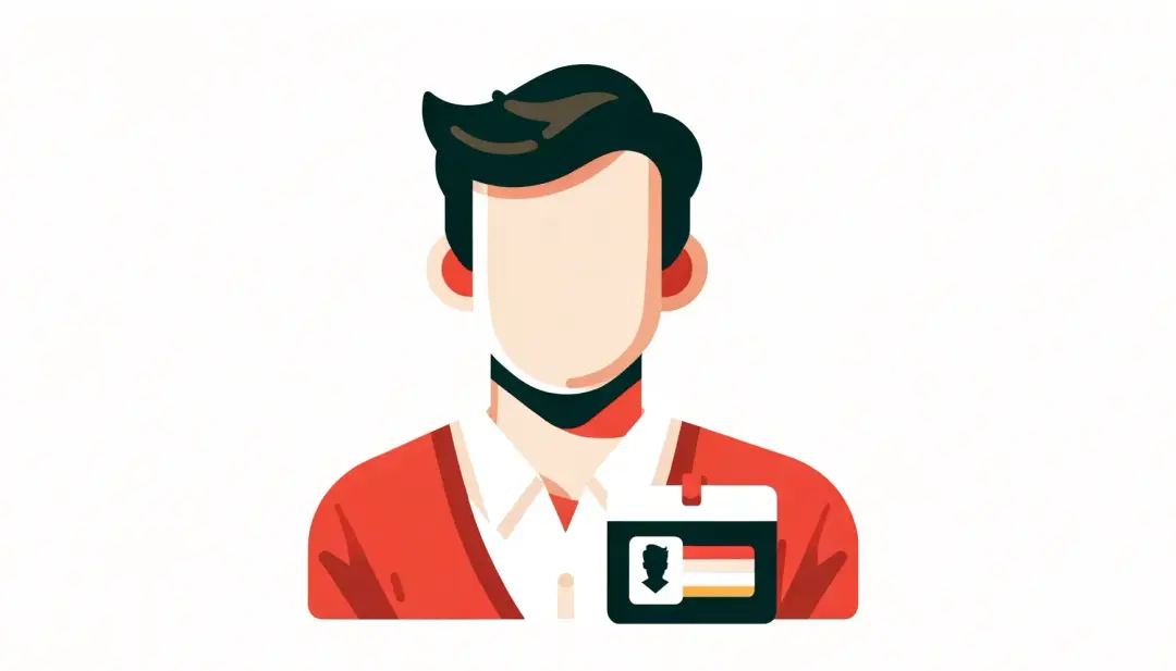 En man utan ansikte med ett ID-kort