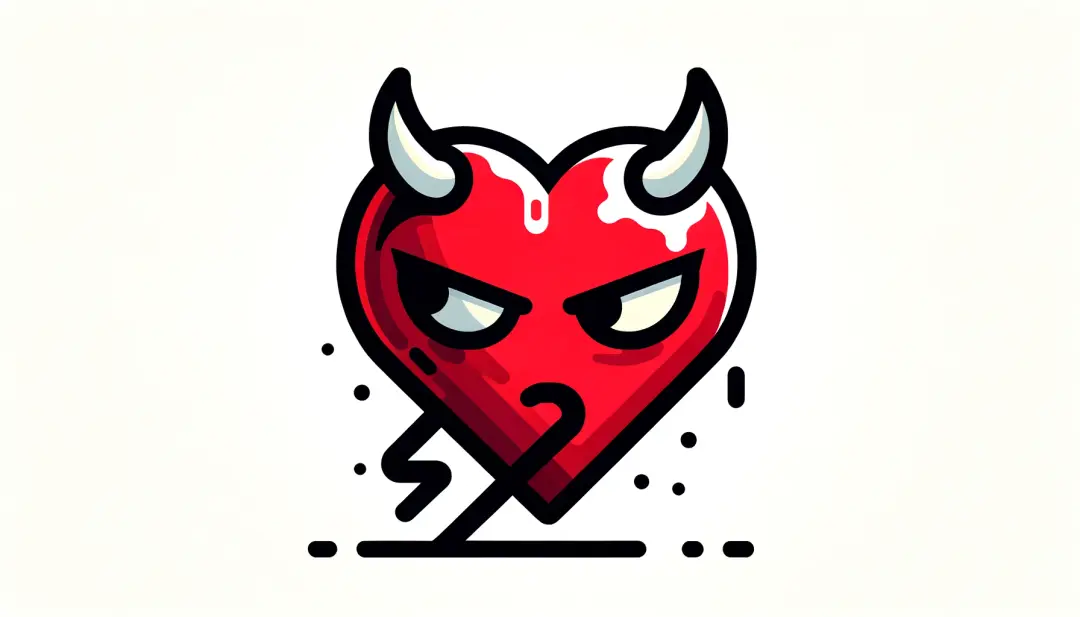 En bild på ett hjärta med djävulshorn